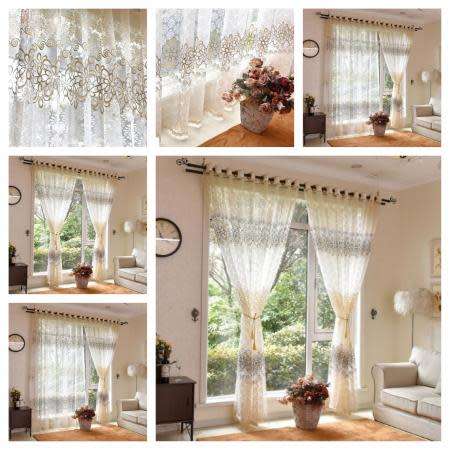 EYELET Curtains Luxury Embroidered White Sheer Curtain Voile SIZE 2MX2.7M STUNNING** BARGAIN***