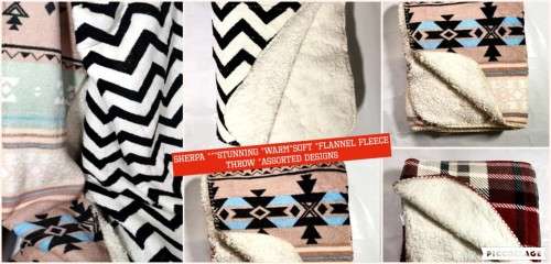 Warm Flannel Throws with Sherpa reverse**wow*beautiful*Super SOFT**EXQUISITE*see descrip 4 more info