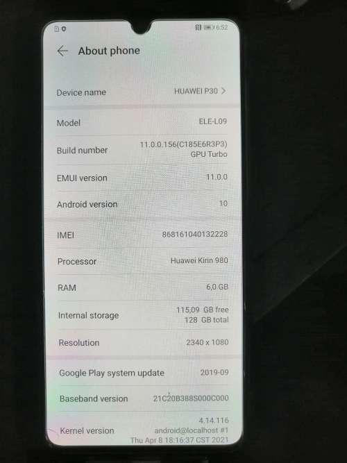 HUWAWEI P30 SINGLE SIM