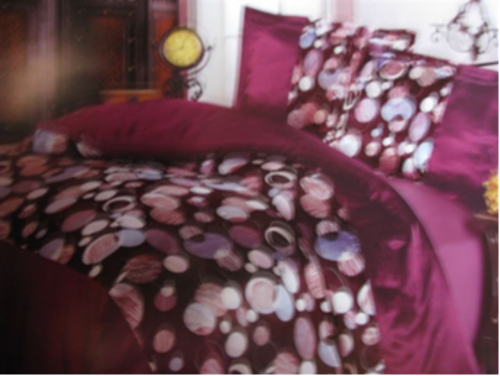 BEAUTIFUL 4 PIECE SATIN PURPLE DUVET COVER SET-DOUBLE SIZE