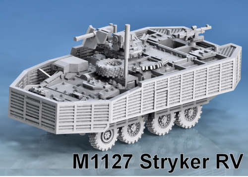 1:72 Scale - M1127 Stryker RV - Slats, Aircon, Spare Wheel, Open, IED Aerial
