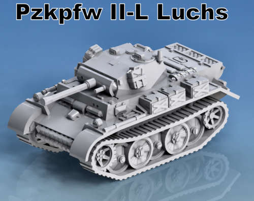 1:100 Scale - Pzkpfw II L Luchs - With Jerry Cans on Turret