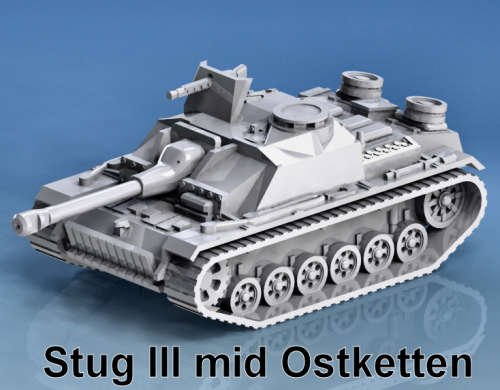 1:87 Scale- Stug III G - Mid, Saukopf, Ostketten, Track, MG