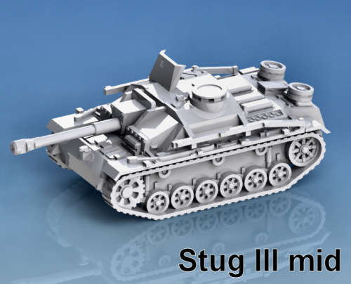 1:87 Scale - Stug III G - Mid, Saukopf, Rails, MG Shield