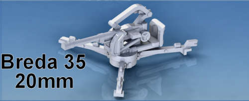 1:72 Scale - Breda-35 20mm AA - Base With No Wheels
