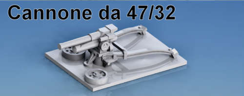 1:100 Scale - Cannone da 47/32 - Base With Wheels