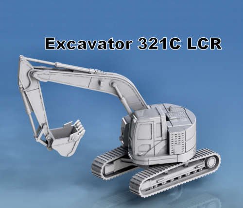 1:87 Scale - Excavator 321c - Arm Open - 800mm Track