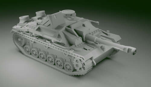 1:100 Scale - Stug IIIG - Early - Rails - MG Shield