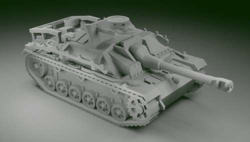 1:87 Scale - Stug IIIG - Mid - Saukopf - Rails - MG - Railing