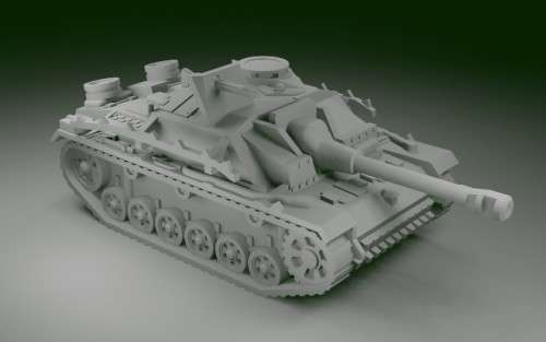 1:100 Scale - Stug IIIG - Mid - Saukopf - Rails - Track - MG
