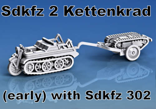 1:72 Scale - Sdkfz 2 Kettenkrad (Early) - With Sdkfz 302