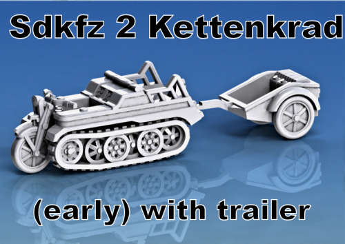 1:72 Scale - Sdkfz 2 Kettenkrad (Early) - With Trailer With Jerry Cans