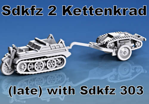 1:87 Scale - Sdkfz 2 Kettenkrad (Late) - With Sdkfz 303