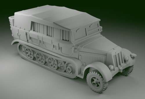 1:100 Scale - Sdkfz 7 - Early - Full Roof - Cage