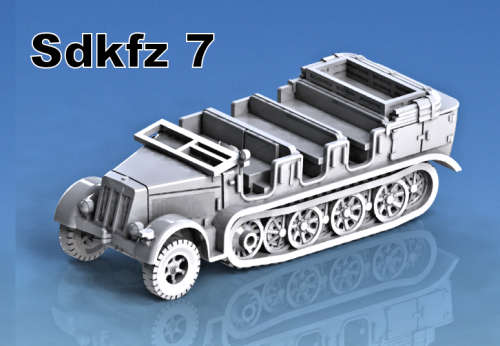 1:72 Scale - Sdkfz 7 - Mid - Hood Down - Window Down