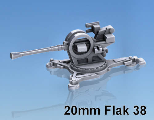 1:87 Scale - 20mm Flak 38 - Deployed No Shield