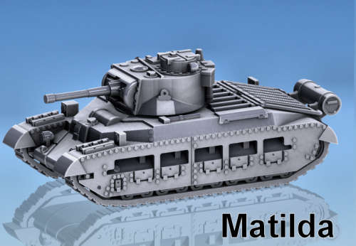 1:100 Scale - Matilda II - Cast Tracks - Fuel Tank - Mud Guards