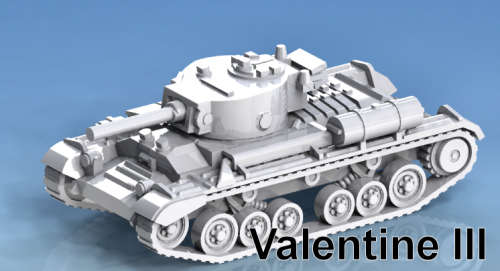 1:100 Scale - Valentine III - Fuel - With CS Turret