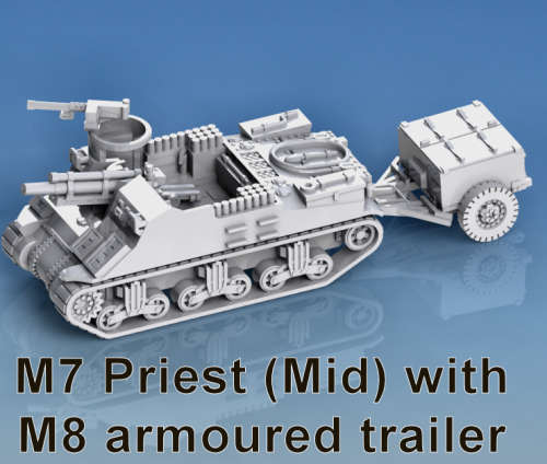 1:100 Scale - M7 Priest - Mid - With Limber