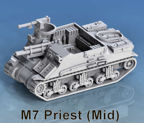 1:100 Scale - M7 Priest - Mid - Panels - Roof Bows