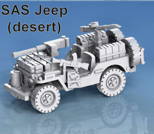 1:72 Scale - SAS Jeep - With Vickers and MG