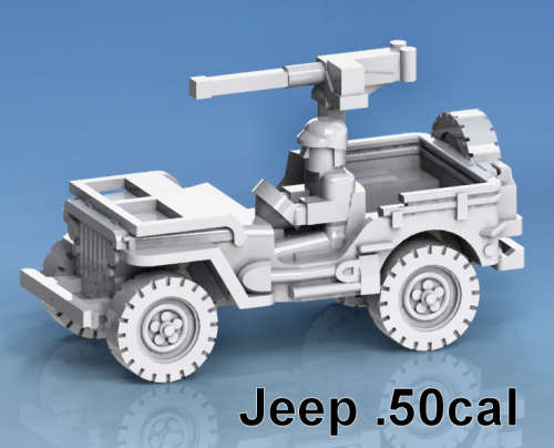 1:87 Scale - Jeep - Open - Driver - 50 Cal. MG