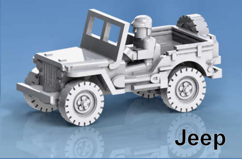 1:87 Scale - Jeep - Open - Window Up - Driver