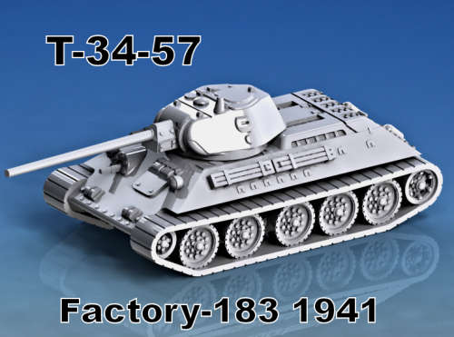 1:72 Scale - T-34-57 - Factory 183 - 1941 - Late - No Mud Guards - Fuel
