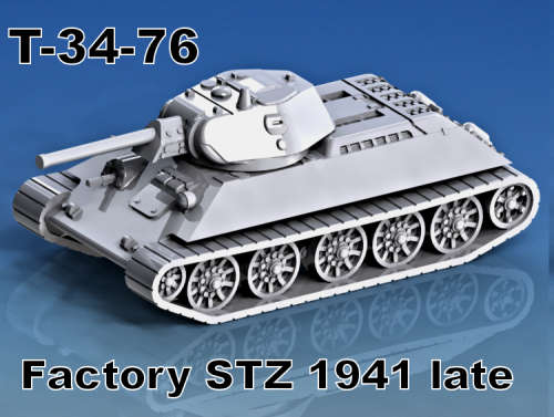 1:72 Scale - T-34-76 - Factory Stz - 1941 - Late - No Mudguards - With Cast Turret