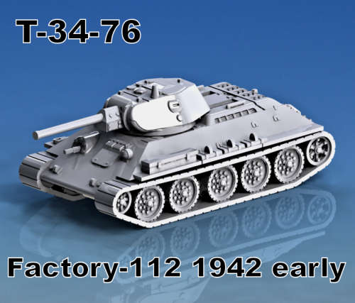 1:100 Scale - T-34-76 - Factory 112 - 1942 - Early