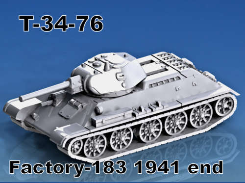 1:72 Scale - T-34-76 - Factory 183 - 1941 - End - No Fuel - With Cast Turret