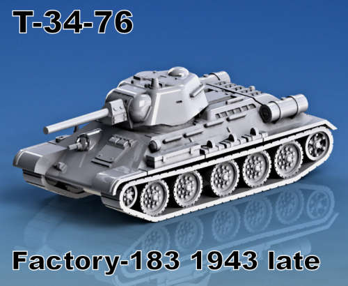 1:87 Scale - T-34-76 - Factory 183 - Late - With Hex Turret