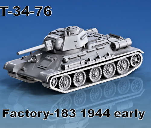 1:100 Scale - T-34 - Factor 183 - 1944 - Early - With Hex Turret