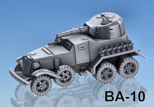 1:100 Scale - BA-10 Armoured Car - Stowed Track