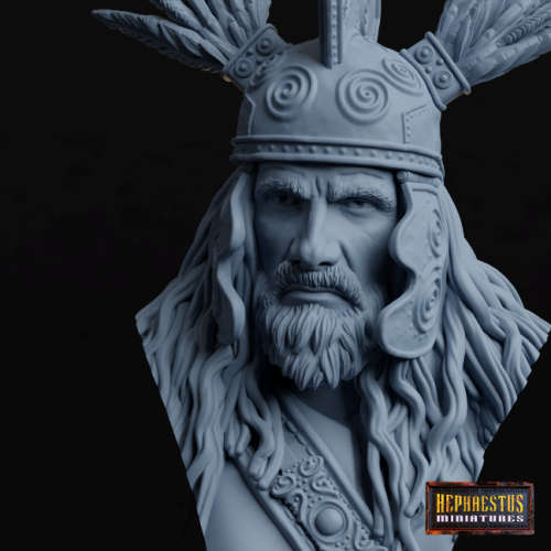1:8 Scale - Gallic Chief Head Bust Including Plinth