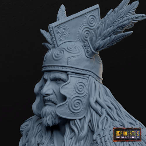 1:6 Scale - Gallic chief Shoulder Bust Including Plinth