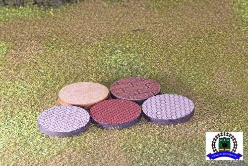 25mm Laser Cut Miniature Base - Set Of 2 Each Of 5 Different Designs