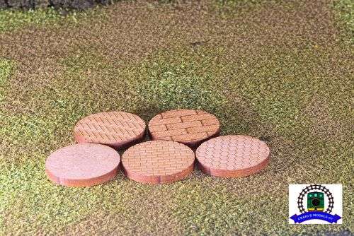 25mm Laser Cut Miniature Base - Set Of 2 Each Of 5 Different Designs