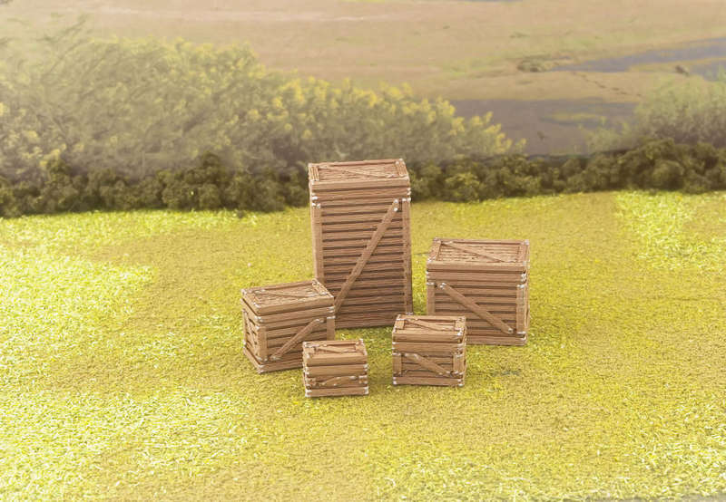 1:72 Scale - Wood Crates - Pack of 5 Different Sizes