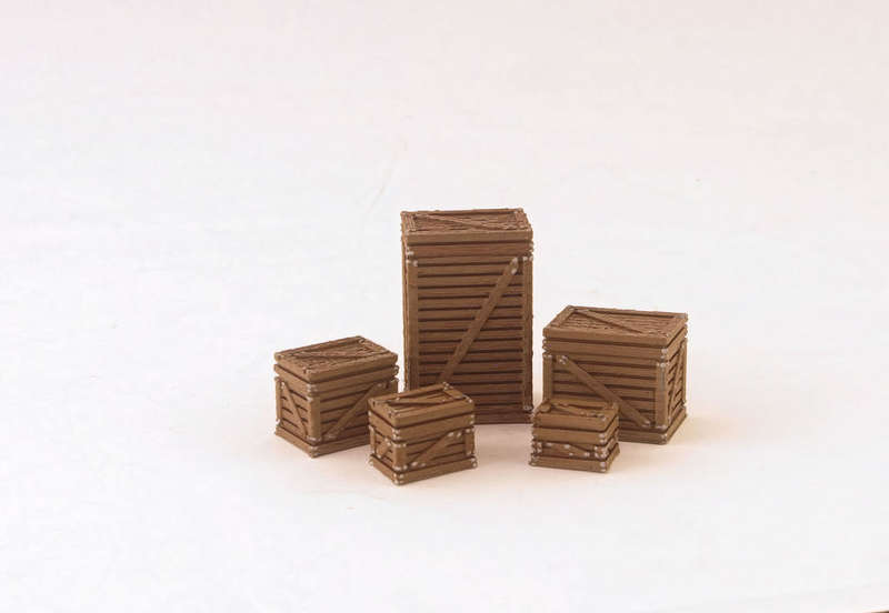 1:72 Scale - Wood Crates - Pack of 5 Different Sizes