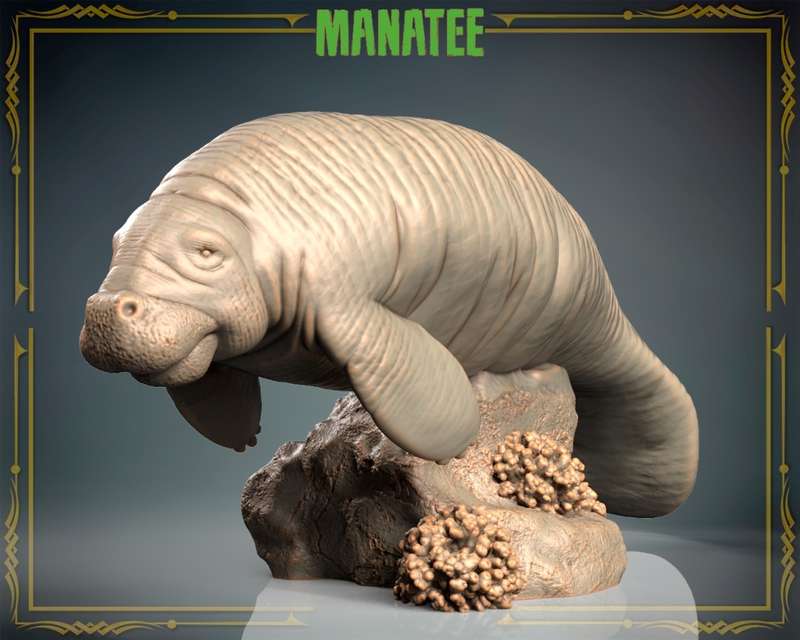 Animals Set 3 - 1:87 Scale - Manatee With Rock