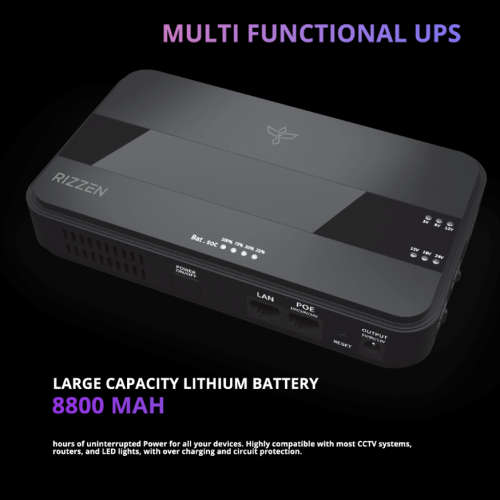 Rizzen 8800mAh Multi-Functional Mini UPS for DC & PoE , Wifi Router , Fiber