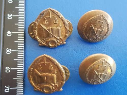 SA PRISON SERVICE COLLAR BADGES SET + BIG BUTTONS