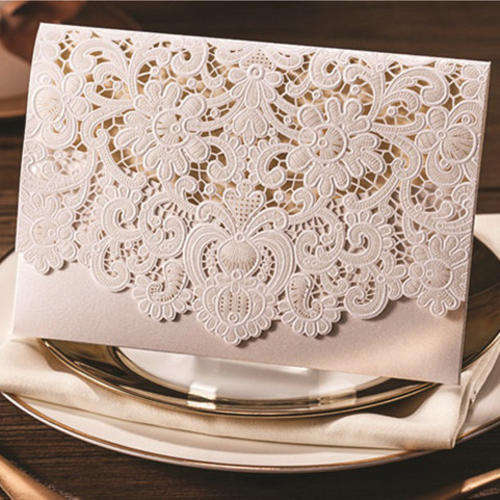 Beautiful Lace Laser cut Wedding Invitations for 10