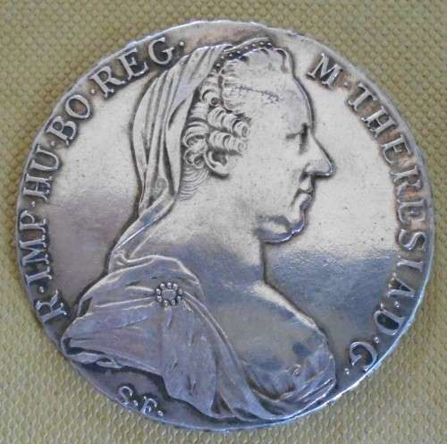 AUSTRIA - MARIA THERESA SILVER THALER, CIRCULATED, 28,10 GRAMS @ 80% SILVER - 1780 RESTRIKE.