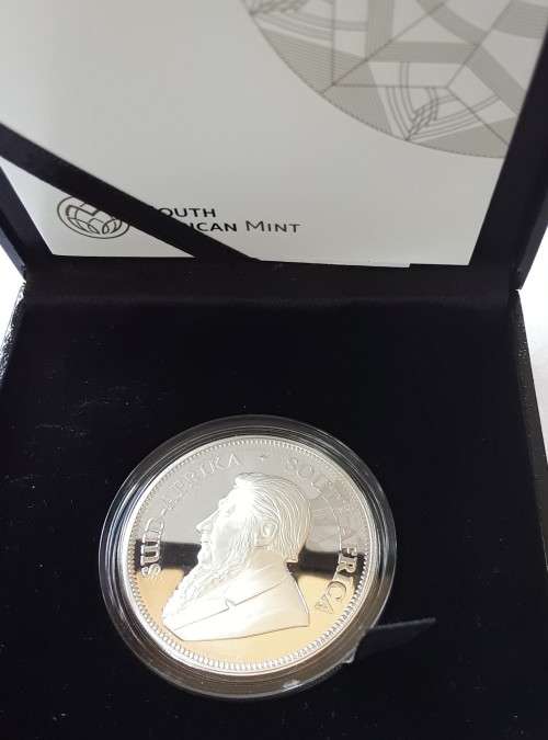 RSA ONE OUNCE 2018 PROOF SILVER KRUGERRAND IN PRESENTATION BOX, CAPSULE & WITH CERT of AUTHENTICITY.