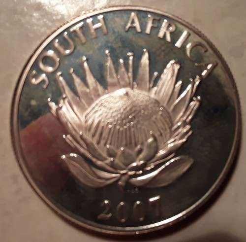 RSA MANDELA SILVER UNC R1 - 2007, IN POUCH with CoA.