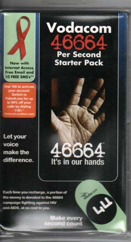 VODACOM 46664 PHONE CARD STARTER PACK.