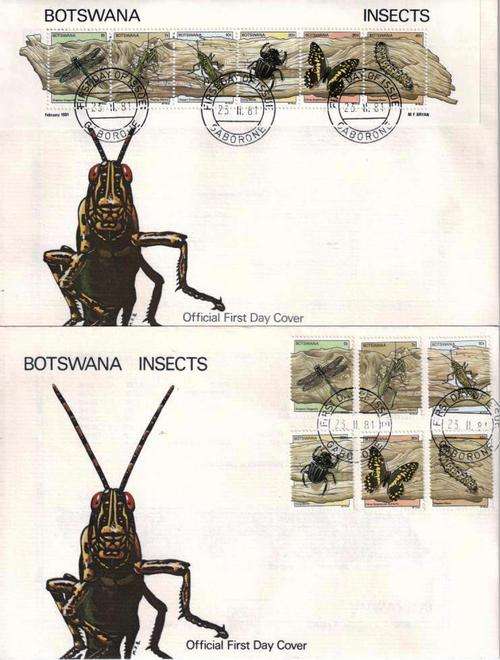 BOTSWANA SET of TWO INSECTS FDC'S...AS PER SCAN.