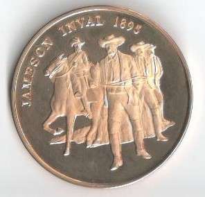 1.3 Ounce Gold Plated Silver Medallion, JAMESON RAID, YEARS 1895 - 1896.